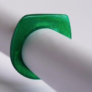 Green Vinyl Record Ring